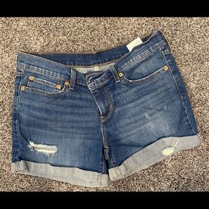 Levi’s cuffed distressed jean shorts